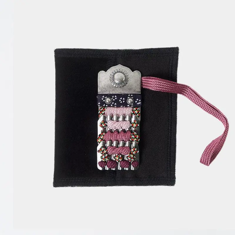 Kazari Koyoroi Mini Amulet – Silver Finish With Purple Gradient Braided Cord | Art Armor Kyoto 1
