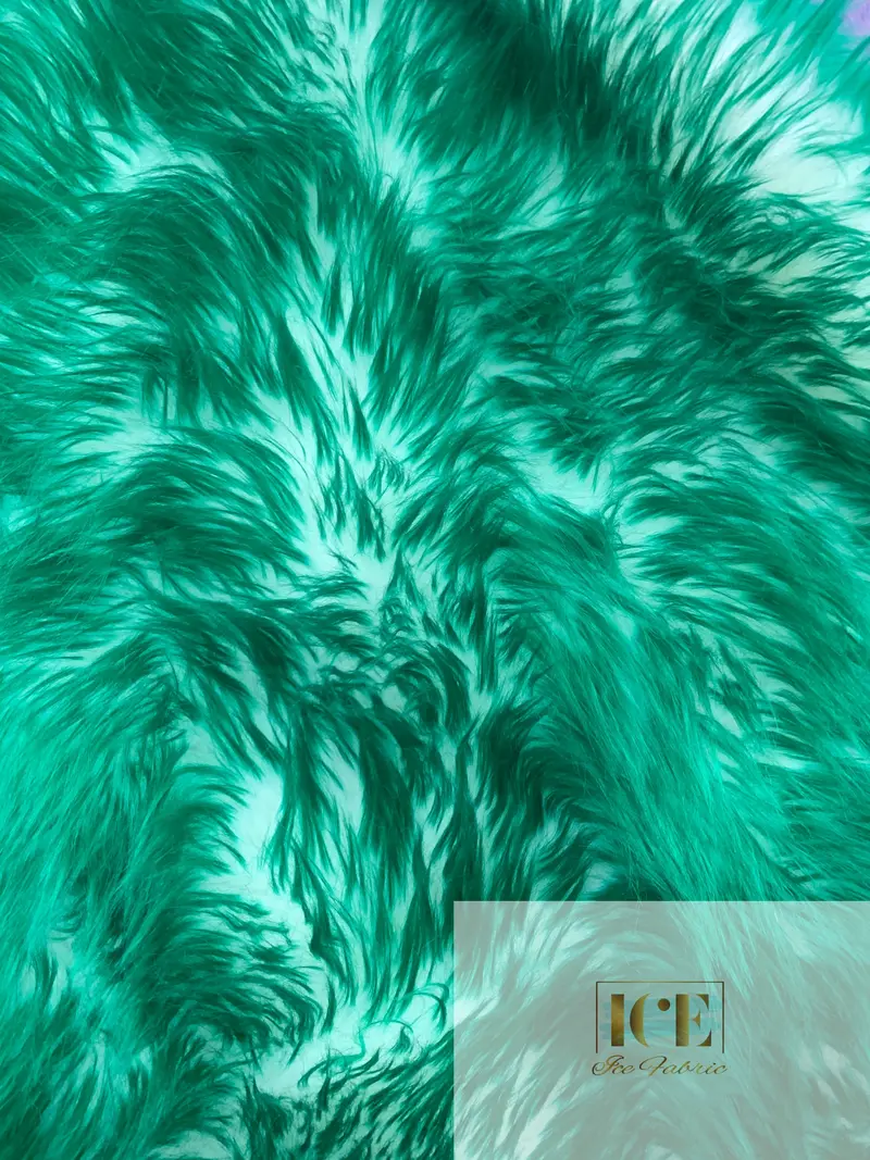 Kelly Green Canadian Candy Shaggy Faux Fur Fabric – Bright Vibrant Pile 1