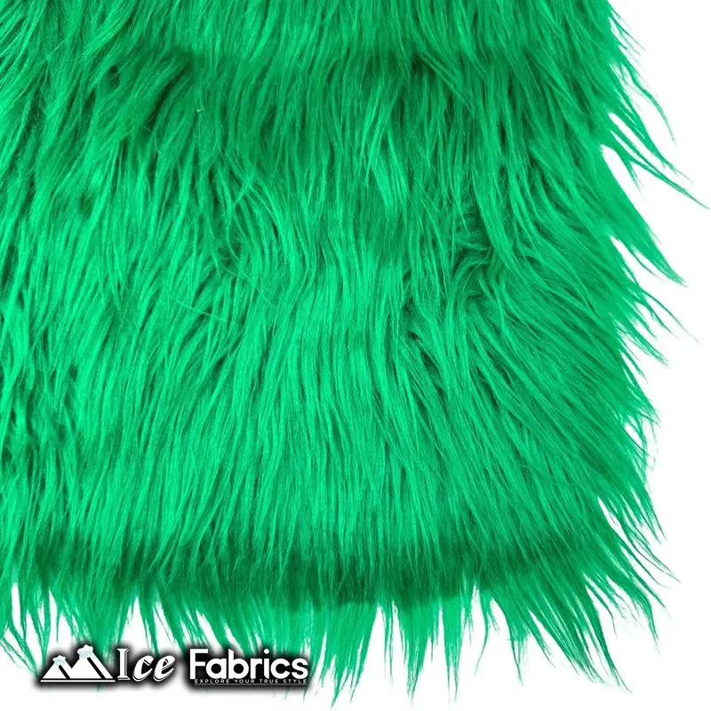 Kelly Green Plush Shaggy Faux Fur – Icefabrics Square Long-Pile Fabric 1