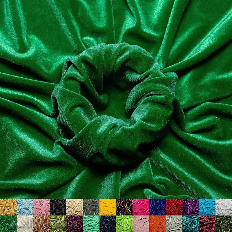 Kelly Green Stretch Velvet – Lively Emerald Tone & Smooth Stretch 1