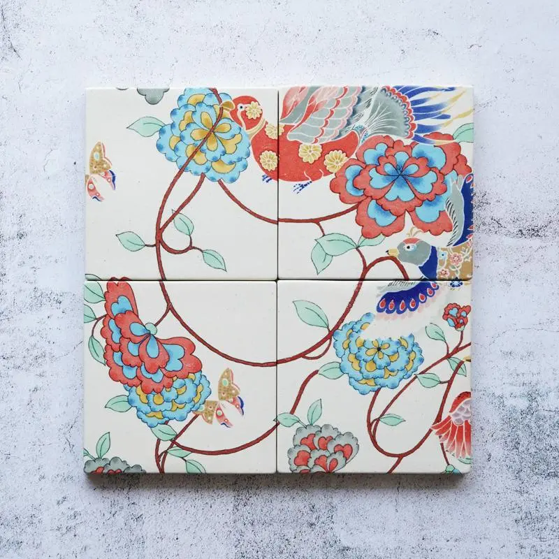Kemonode Ceramic Art Set – Four-Piece Tile Collection (Nos. 2–5), Morphosphere X Kyoto Yuzen 1