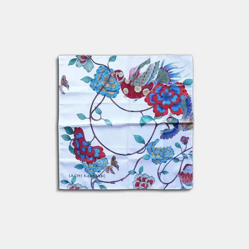 Kemonode Furoshiki Wrap – Small White Cotton Square, Morphosphere X Kyoto Yuzen 1