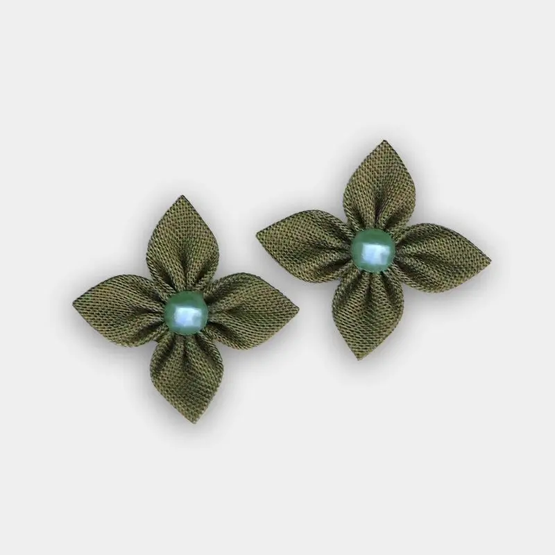Khaki Cloth Flower Hair Accessory – Traditional Tsumami Kanzashi By E Tsumami 1