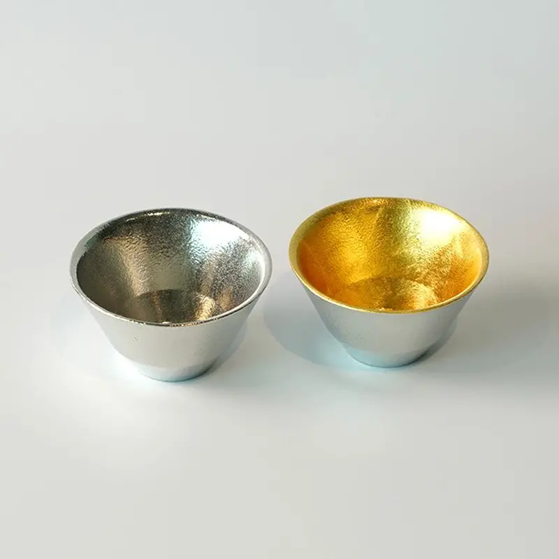 Kiki-2 Sake Cup Set – Hand-Cast Tin With Gold Leaf Finish 1