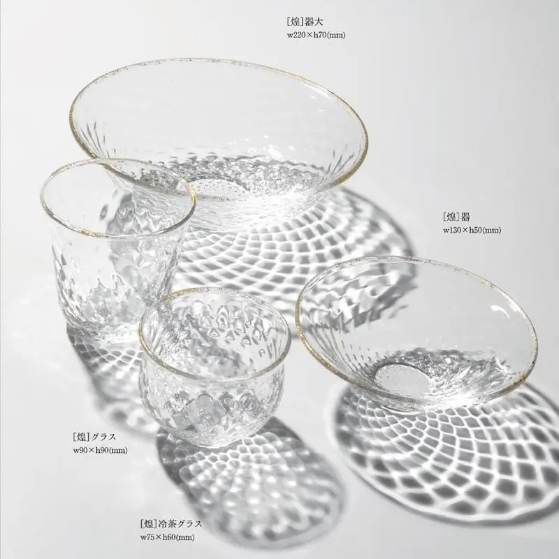 Kirameki Glassware Set – Four-Piece Reflective Tableware Collection By Sun Glass Studio Kyoto 1
