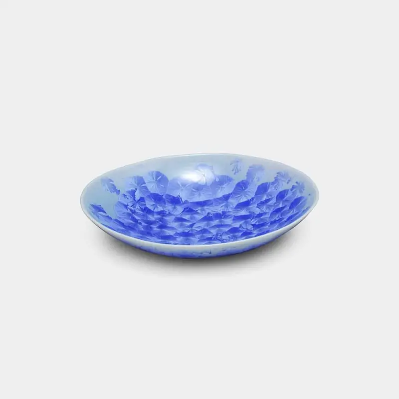 Kiyomizu-Yaki Blue Flower Crystal Oval Bowl | Touan Ceramic Serveware 1