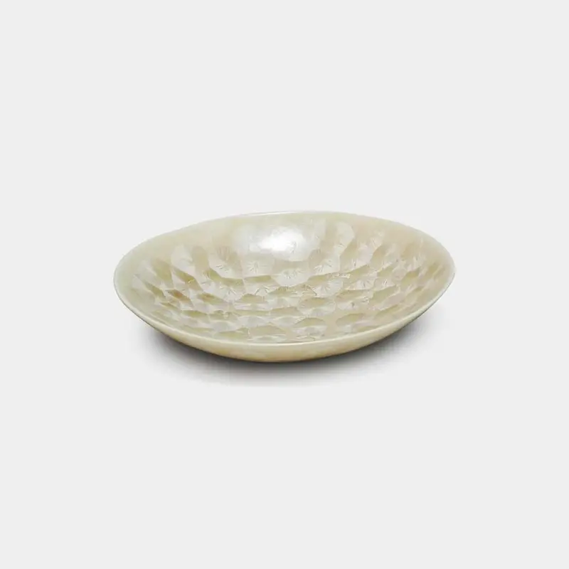 Kiyomizu-Yaki Brown Flower Crystal Oval Bowl | Touan Kyoto Ceramics 1