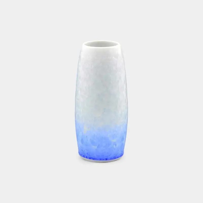Kiyomizu-Yaki Ceramic Vase – Touan Flower Crystal Blue-On-White Motif 1