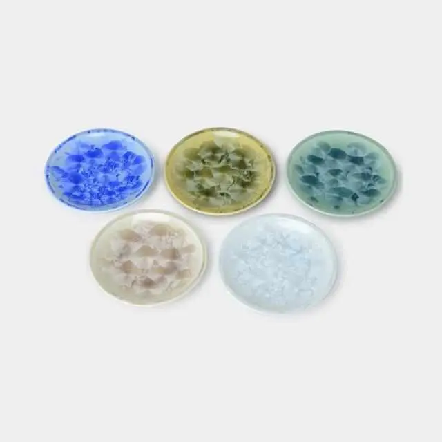 Kiyomizu-Yaki Flower Crystal Name Plate Set (5-Piece) | Touan Ceramic Dishware 1