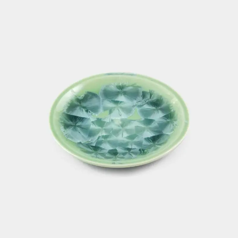 Kiyomizu-Yaki Green Flower Crystal Small Dish | Touan Kyoto Ceramics 1