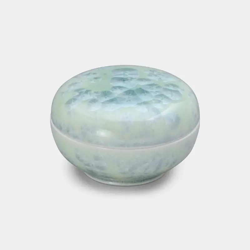Kiyomizu-Yaki Lidded Small Bowl – Touan Flower Crystal Green Glaze 1