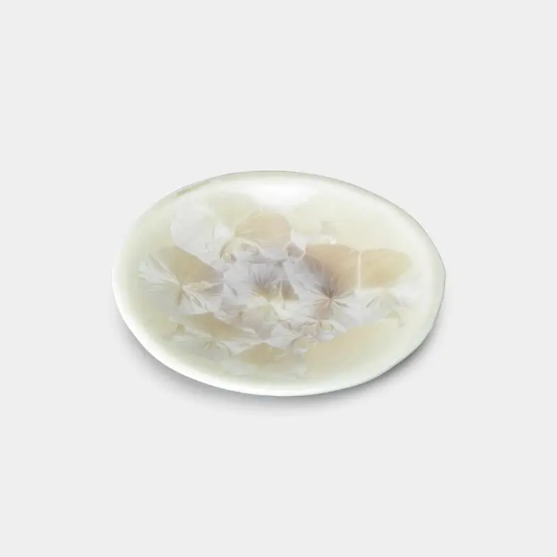Kiyomizu-Yaki Small Brown Flower Crystal Plate | Touan Ceramic Dish 1