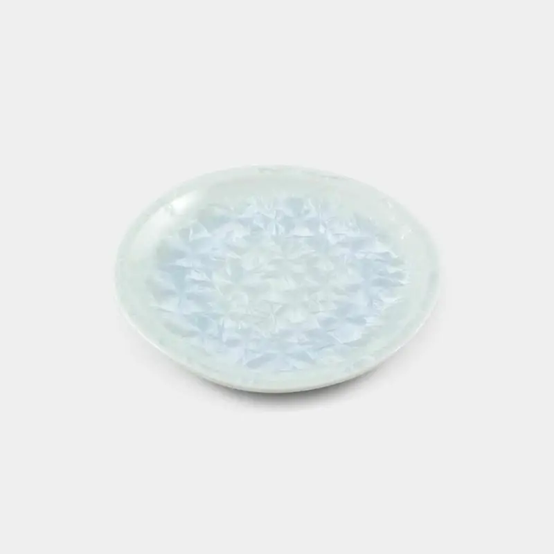 Kiyomizu-Yaki Small White Flower Crystal Plate | Touan Ceramic Dish 1