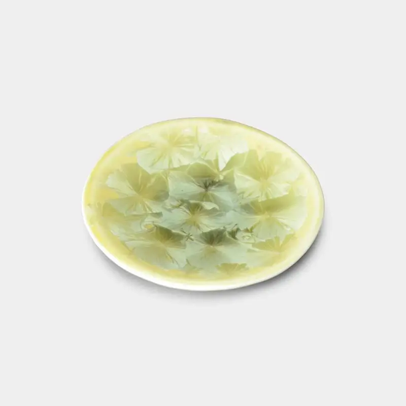 Kiyomizu-Yaki Small Yellow Flower Crystal Plate | Touan Kyoto Ceramics 1