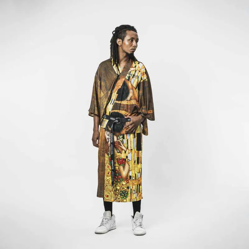 Klimt-Inspired Stay-Home Yukata – Artistic Cotton Kimono Robe By Veduta 1