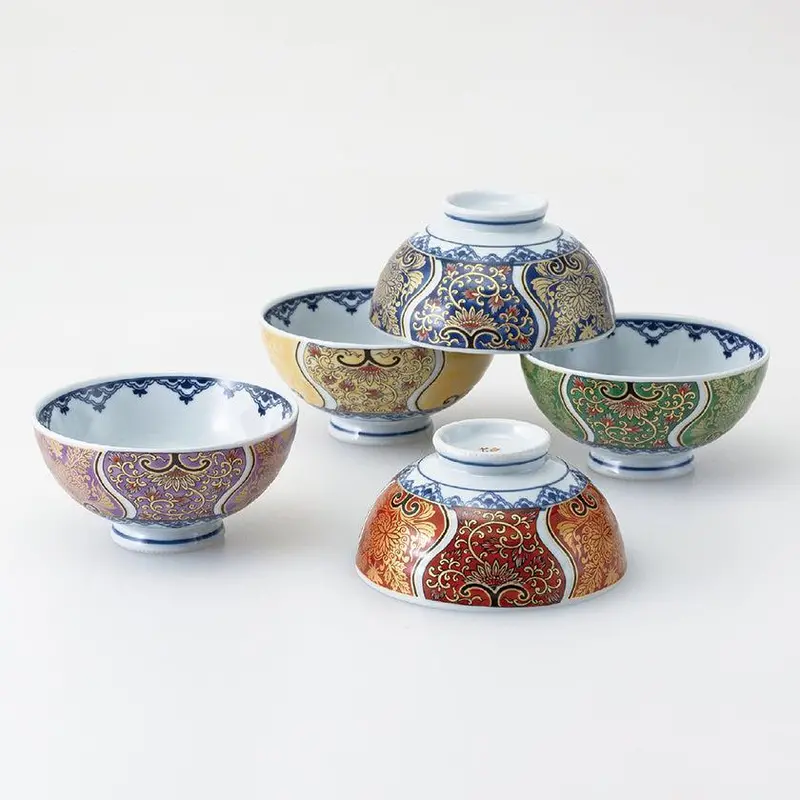 Ko-Imari Rice Bowl Set – 5-Piece Classic Hasami Porcelain Collection 1