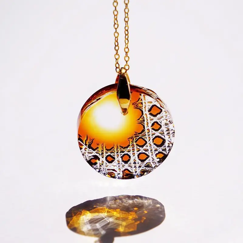 Kogetsu Pendant – Elegant Kiriko Cut-Glass Jewelry Piece 1
