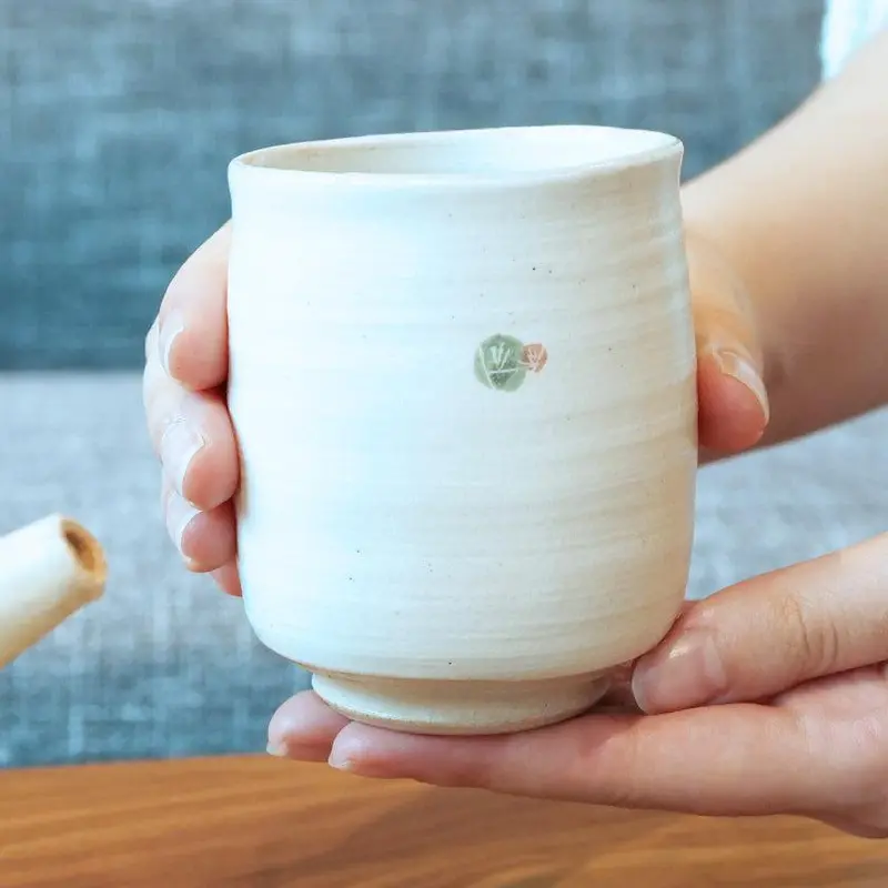 Komon Pattern Japanese Tea Cup – Authentic Shigaraki Stoneware 1