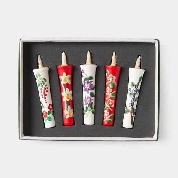 Koto Nosai Candle Set – Five 2-Momme Bottled Japanese Candles By Nakamura 1