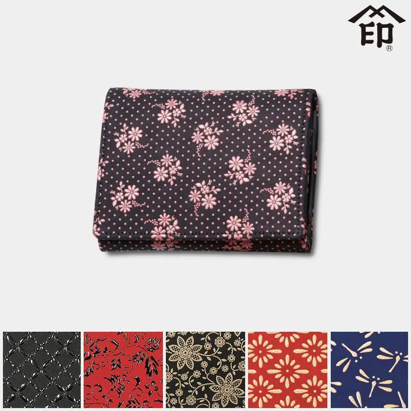 Koushu Inden Billfold Wallet K – Traditional Lacquered Deerhide Design By Inden-Ya 1