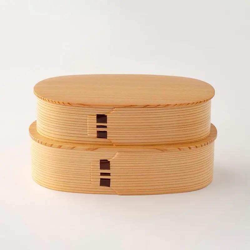 Kurikyu Odate Magewappa Oval 2-Tier Nested Bento Box – Large Natural Wood Lunch Container 1