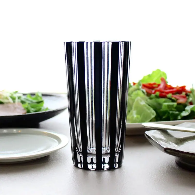 Kuroco Striped Tumbler – Artisan Edo Cut Glass 1