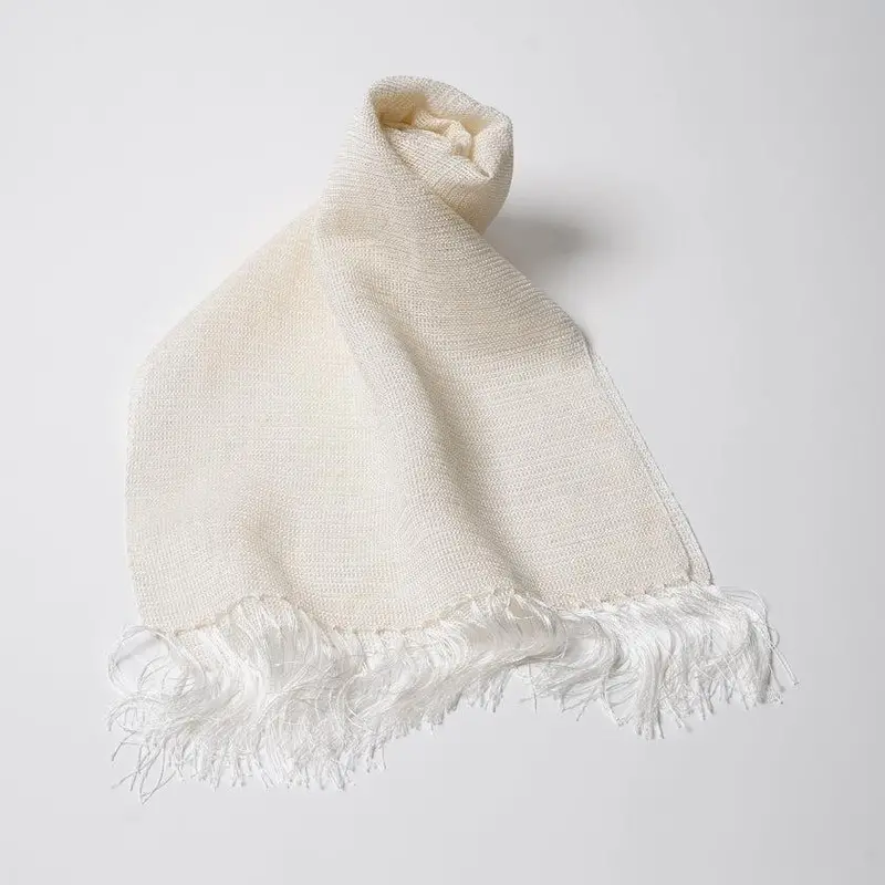 Kurotani Soufu Artisan Scarf In Elegant Off-White – Traditional Kurotani Washi Paper Crafted By Kurotani Washi Cooperative Group 1
