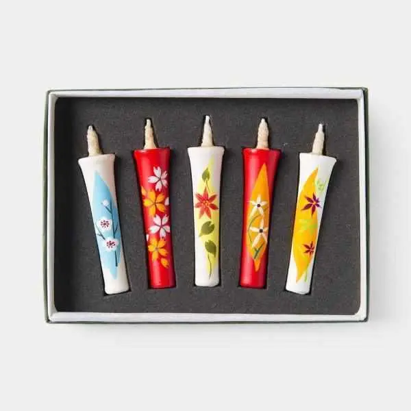 Kyono Shiki Candle Set – Five 2-Momme Bottled Japanese Candles By Nakamura 1