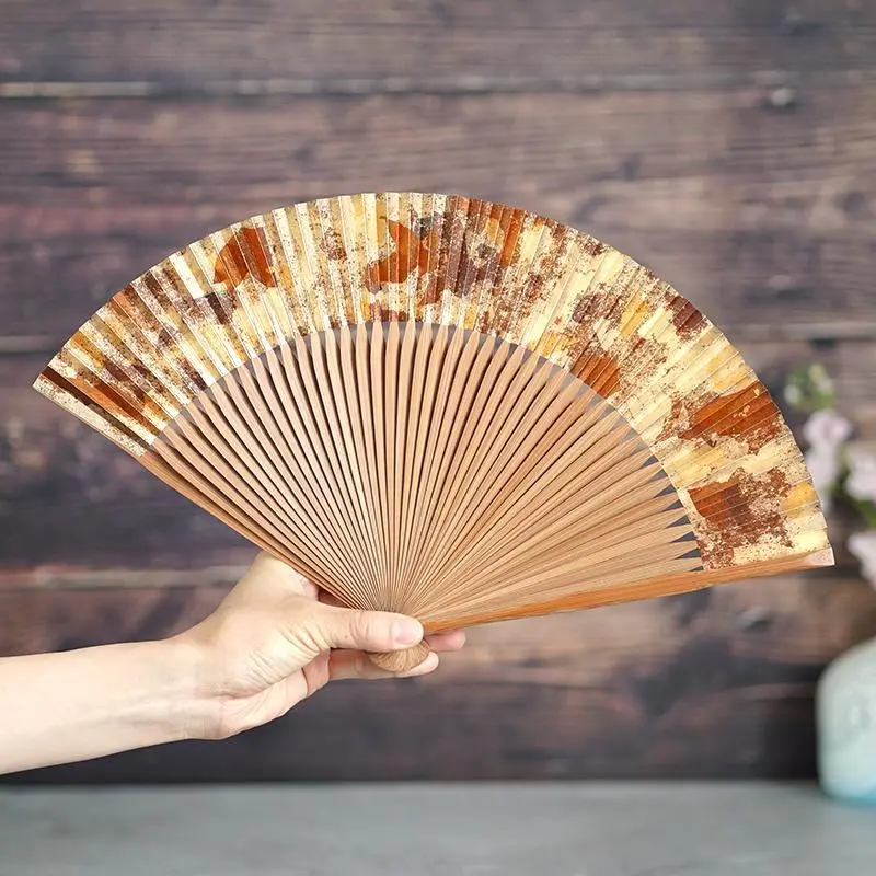 Kyoto Craftsmanship Folding Fan – Hakusai Hakuiro Brown, 7-Sun Design By Yasuto Yonehara 1