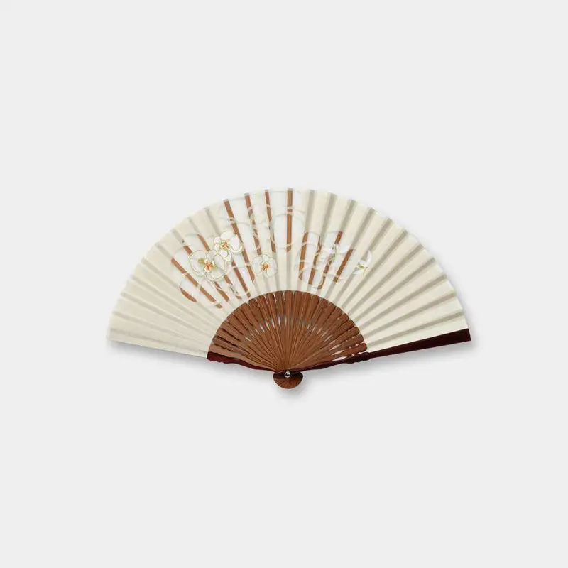Kyoto Hand-Folded Silk Fan With Orchid Paper-Cut Design – Women’S Elegant Hand Fan By Ohnishi Tsune Shoten 1