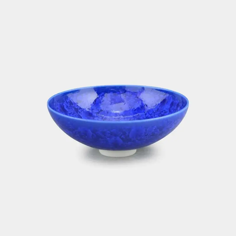 Lapis Lazuli–Toned Flat Tea Bowl – Flower Crystal Mug Collection, Touan × Kyoto Kiyomizu 1