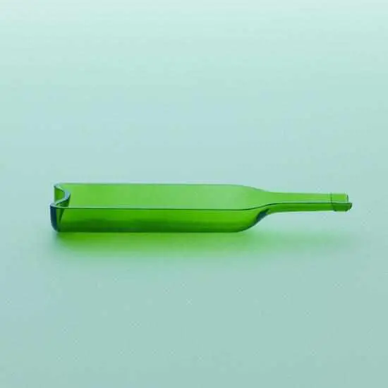 Large Edo Cut Glass Platter: Half-Cut Funew Wine Bottle Design In Emerald Green 1