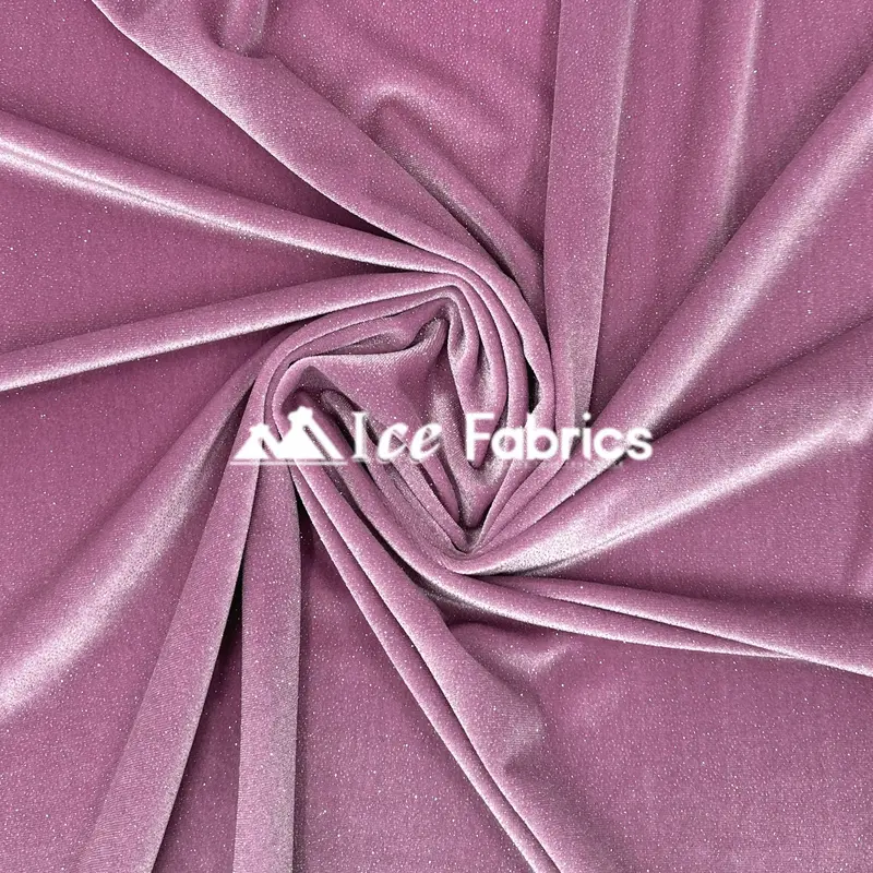 Lavender Glitter Stretch Velvet Fabric With Spandex – Pastel Velvetglow Style 1