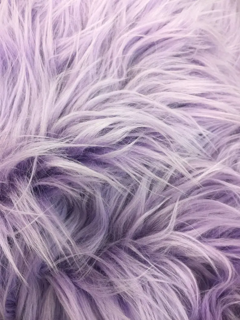 Lavender Solid Long-Pile Mongolian Faux Fur Fabric – Yardage For Coats, Blankets & Home Decor 1