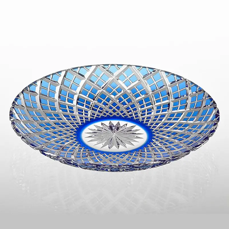 Layered Bamboo Fence Platter In Blue – Edo Kiriko Serving Piece By Kagami 1