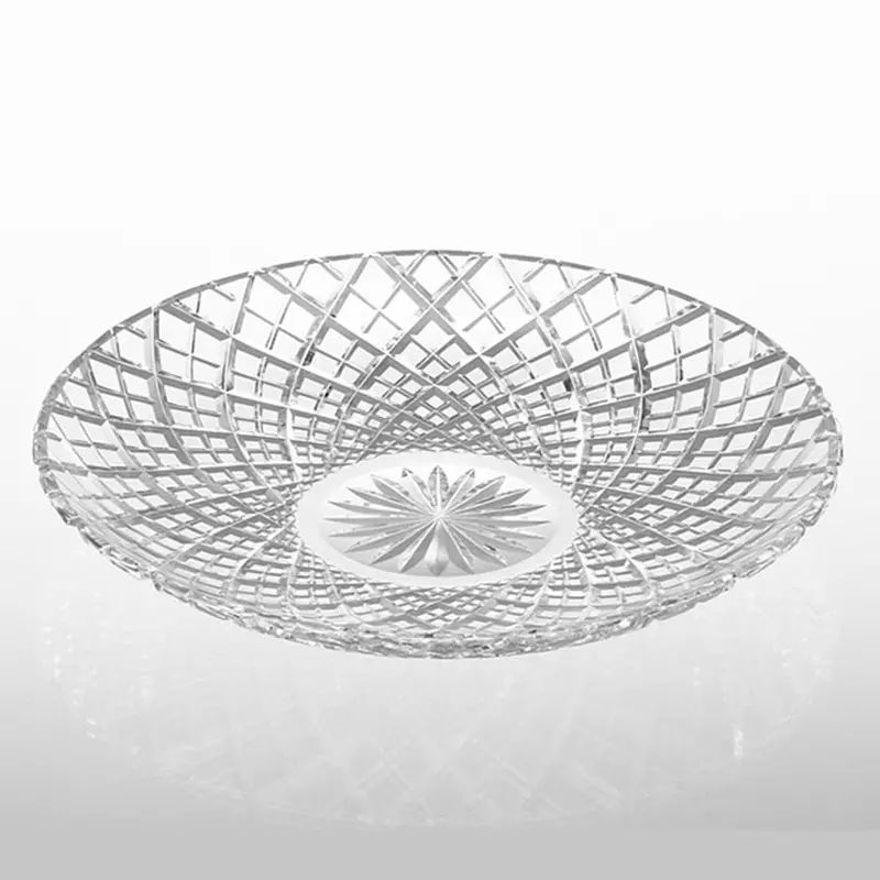 Layered Bamboo Fence Platter In Clear Crystal – Kagami Edo Kiriko Tableware 1
