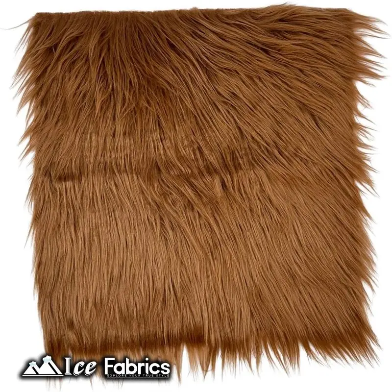 Light Brown Shaggy Faux Fur Material – Icefabrics Square Cut, Soft Pile 1