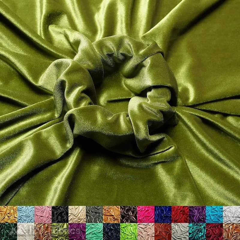 Light Olive Green Stretch Velvet Upholstery Cloth – Earthy & Smooth 1