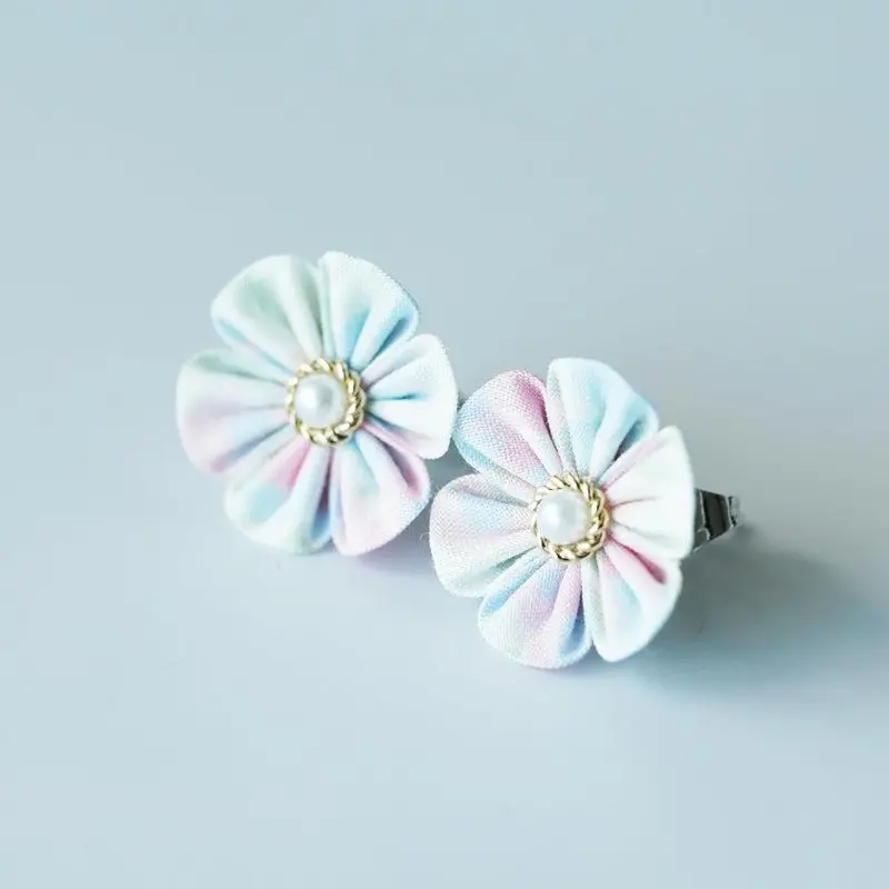 Light Pink Liberty Print Wiltshire Cloth Flower – Handmade Tsumami Kanzashi Accessory 1