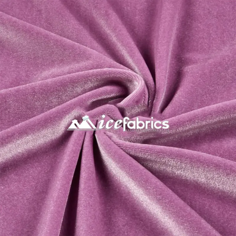 Lilac 4-Way Stretch Velvet Fabric Sold By The Yard 1