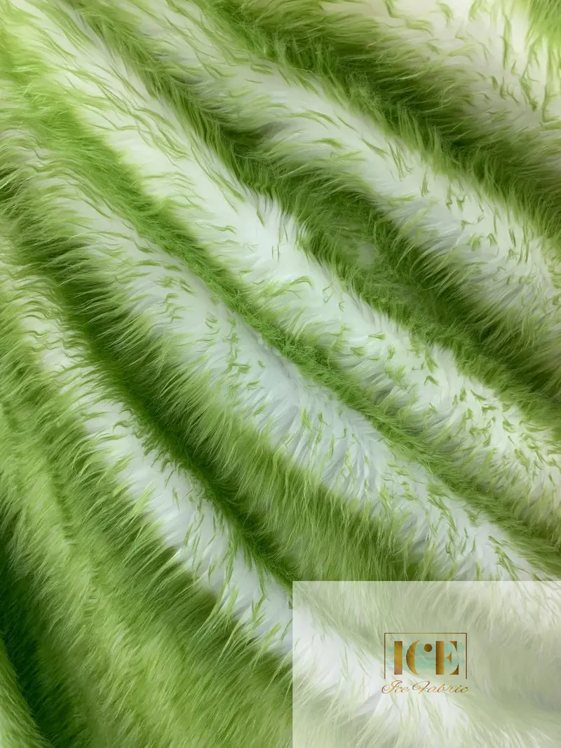 Lime Canadian Candy Shaggy Faux Fur Fabric – Zesty High-Energy Pile 1