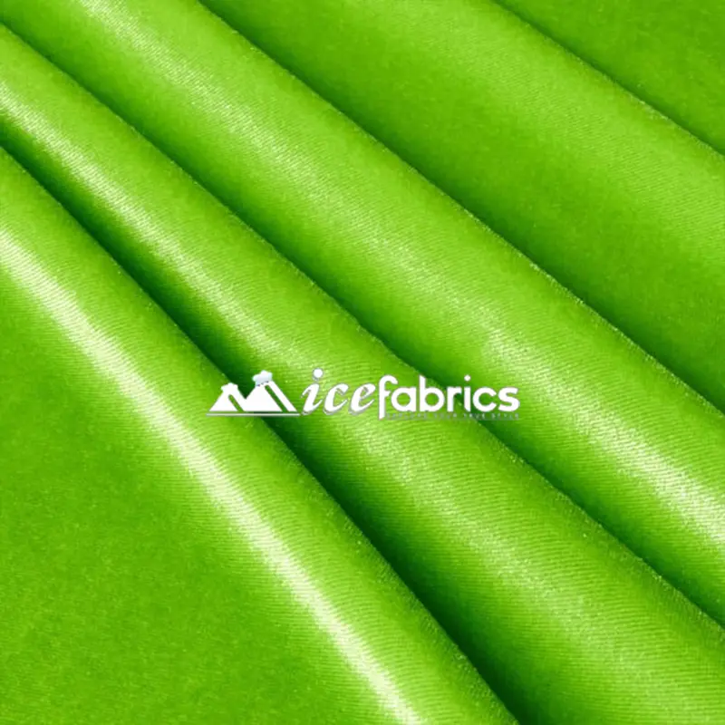 Lime Green 4-Way Stretch Velvet Fabric – Soft Polyester-Spandex Blend 1