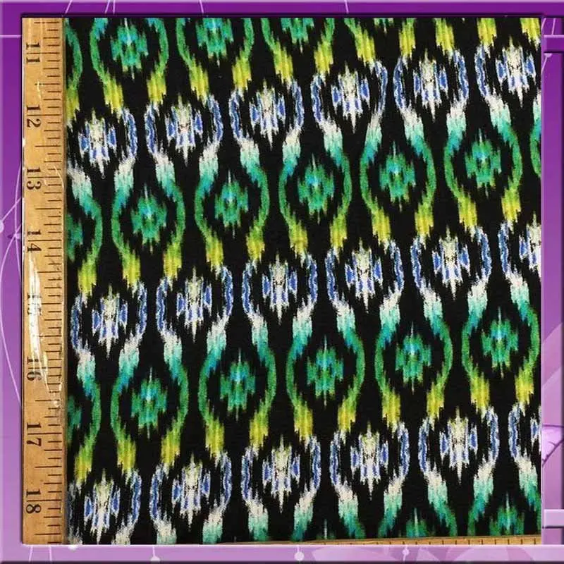 Lime Green, Grey, And Yellow Geometric Rayon Challis – 58" Wide Organic Flowy Fabric 1