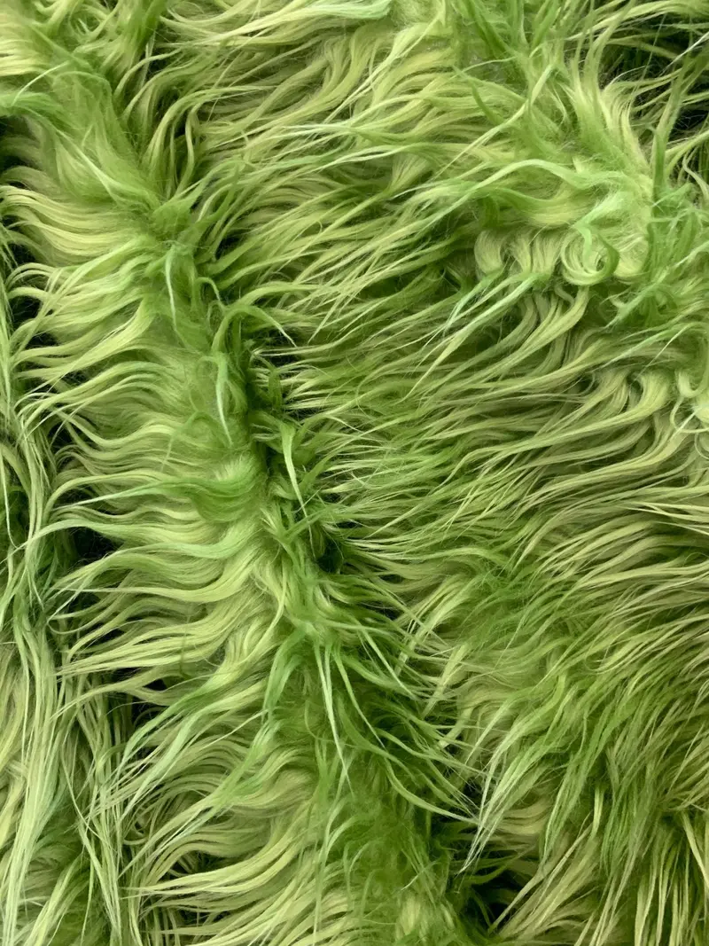 Lime Green Mongolian-Style Long-Pile Faux Fur Fabric – Sold By The Yard 1