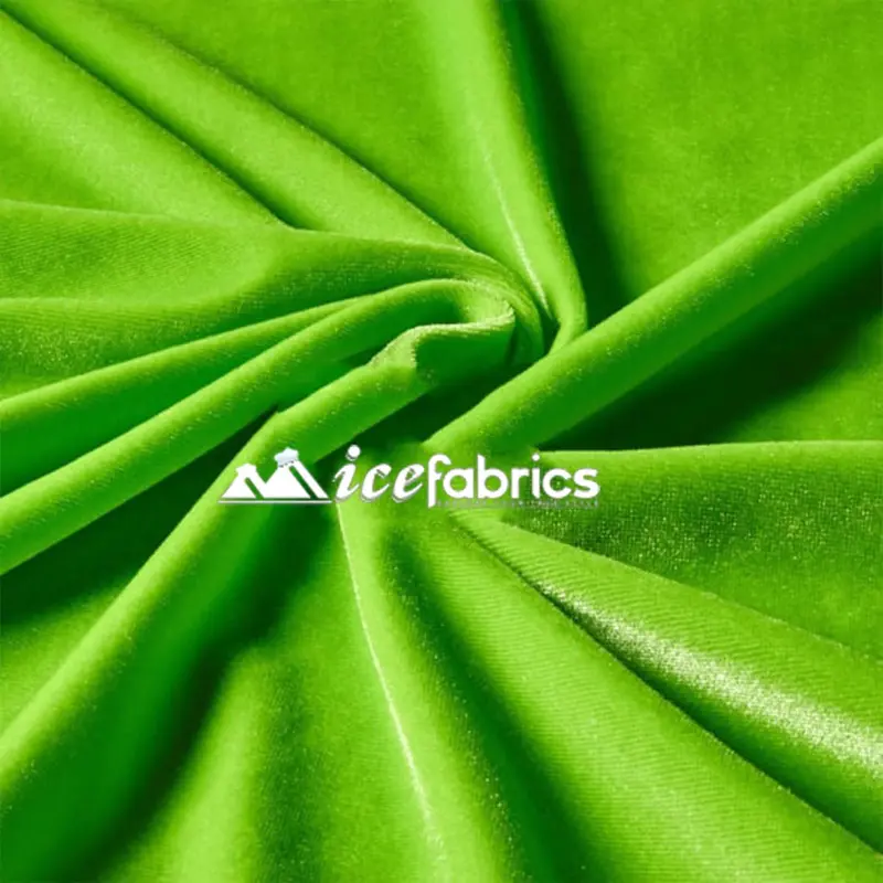 Lime Green Stretch Velvet Fabric With Spandex – Premium Flexible Knit 1