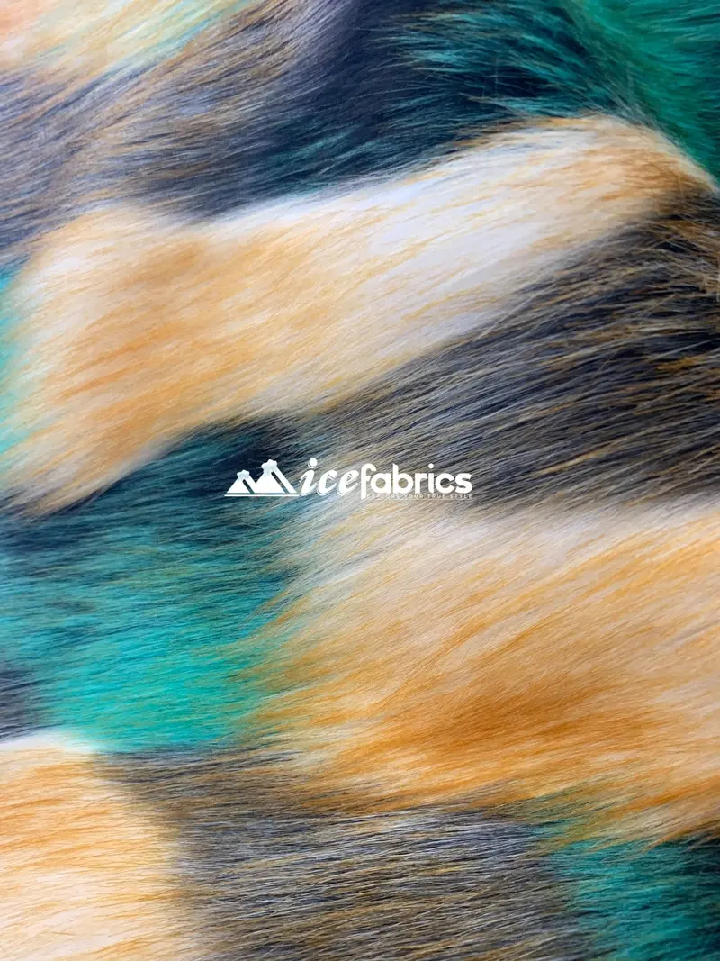 Long-Pile Faux Fur Fabric In Gray, Green & Brown – By The Yard 1