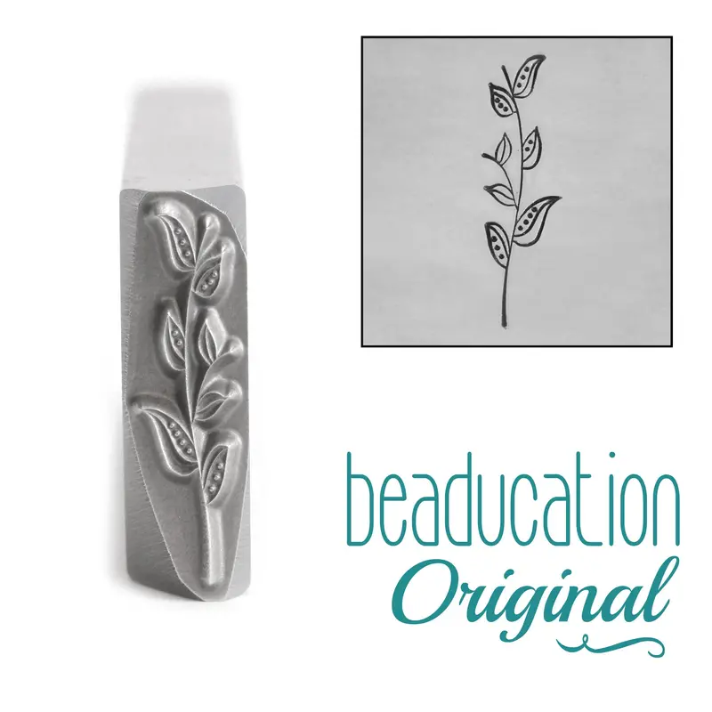 Long Stem With Seven Leaves Metal Stamp, 18Mm – Beaducation Original 1