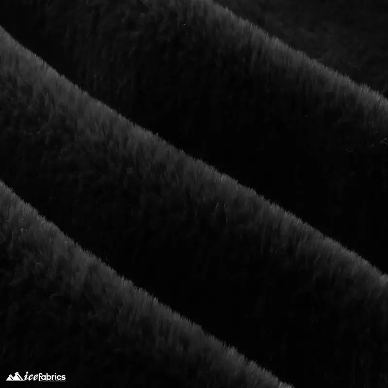 Luxury Black Bunny-Style Minky Fabric With Plush Faux Fur Finish 1