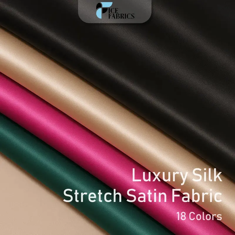 Luxury Stretch Silk-Satin Fabric – Bulk Roll (20 Yards) 1