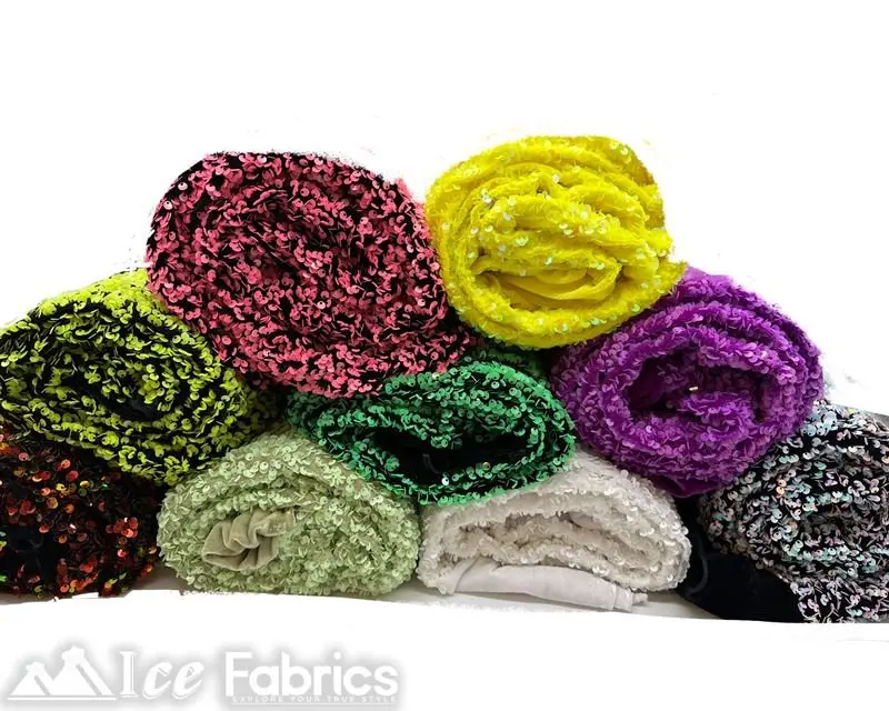 Luxury Stretch Velvet Fabric Fully Adorned With Sequins – Rich Texture & Shine 1